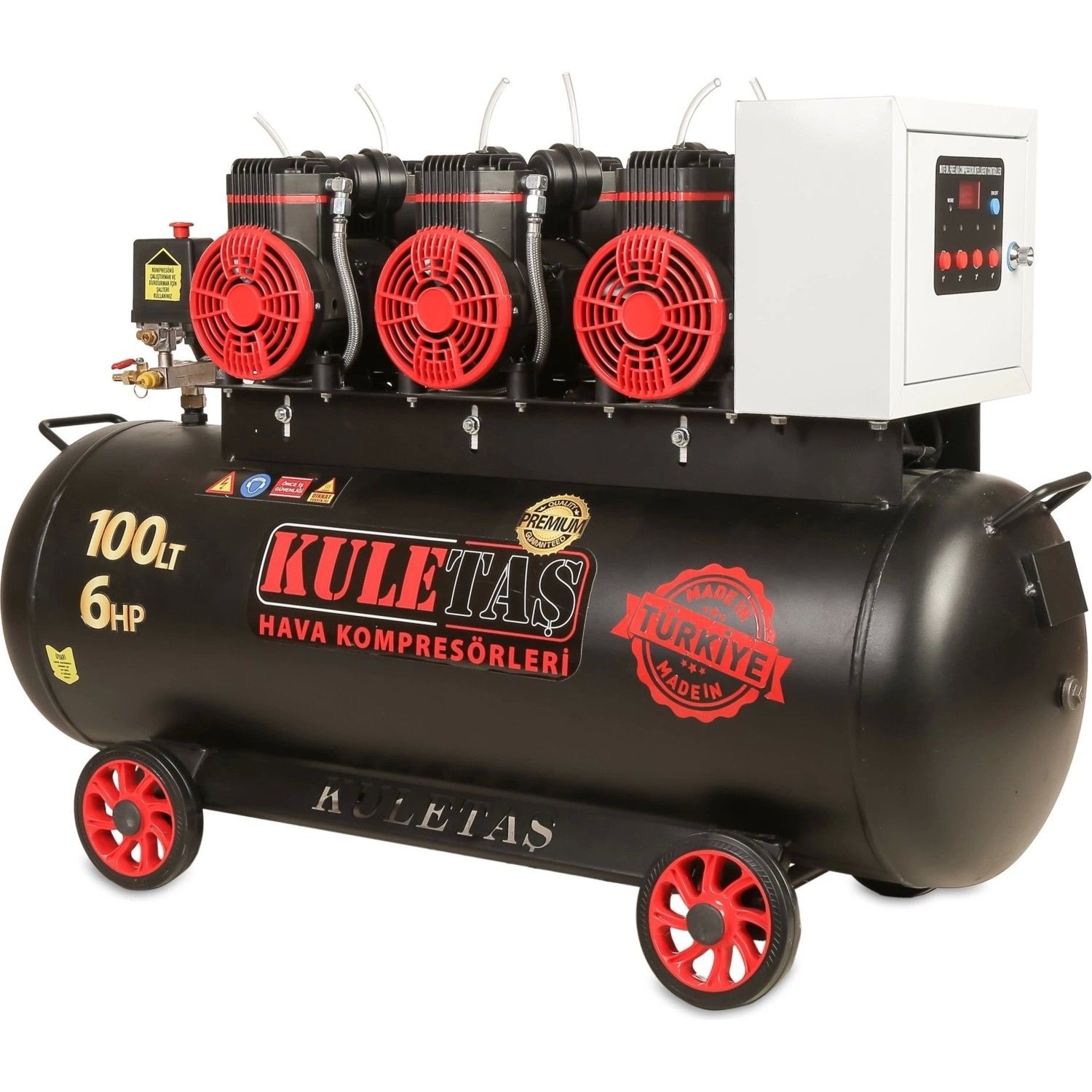 Kuletaş Premium 100 Litre Sessiz Yağsız Hava Kompresörü 6 Hp (Italyan Tasarım) Kuletaş